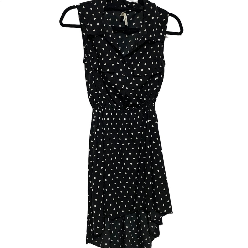 Truth NYC Vintage-Inspired Black and White Polka Dot High-Low Dress, Size S